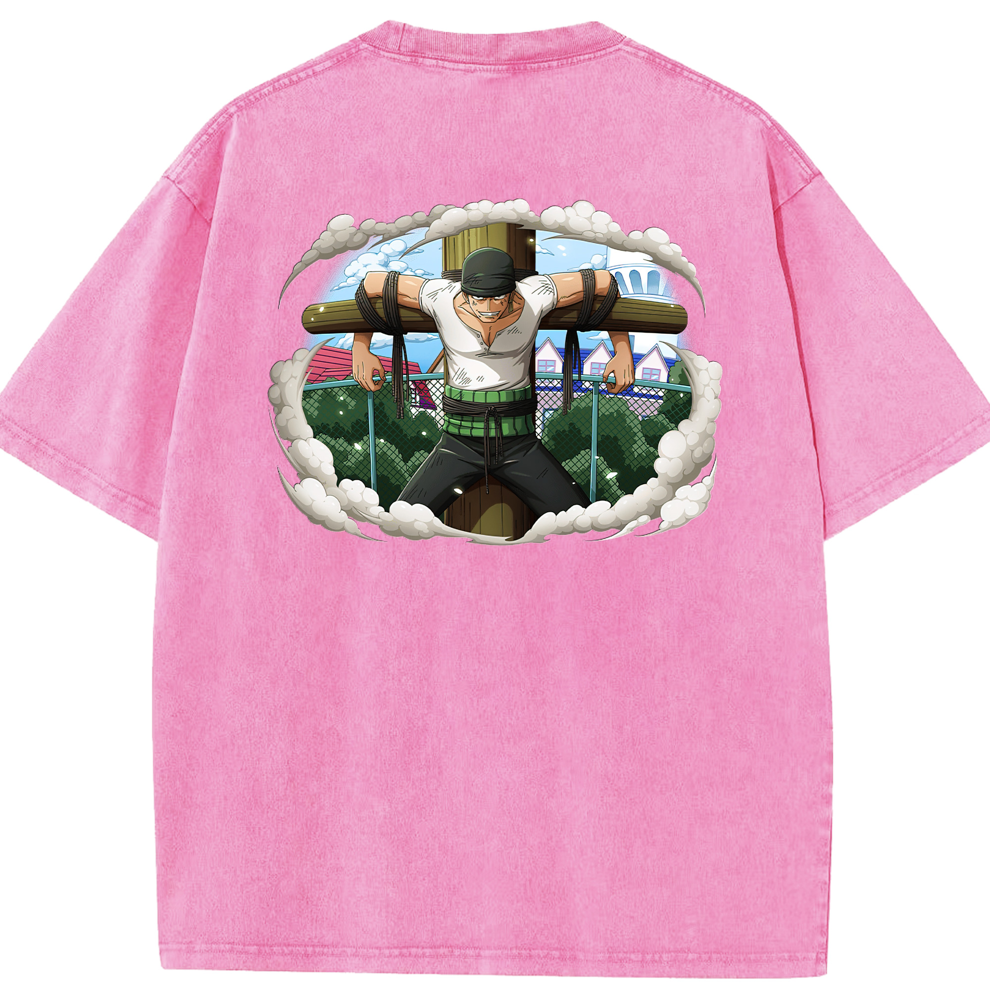 ワンピース ロロノア・ゾロ ONE PIECE Roronoa Zoro 綿100% ヴィンテージ風 半袖Tシャツ（背面プリント）